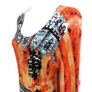 Luxurious SiLK WooL Italy Knit Pullover Zhen Pai Beads Sequin Italy M